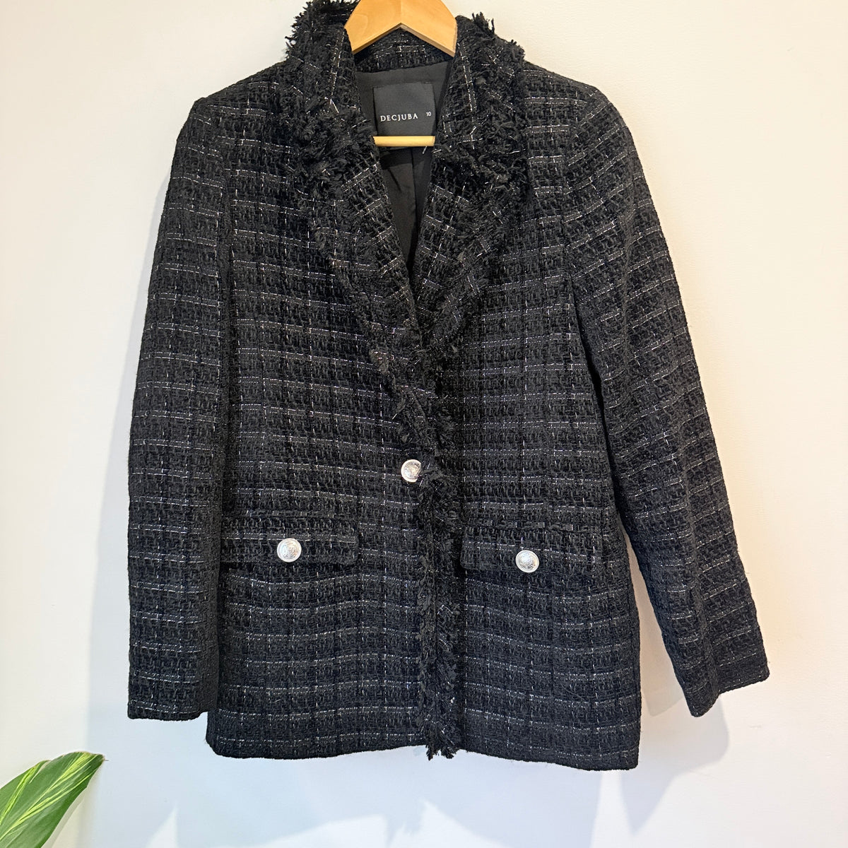 Decjuba Black Tweed Boucle Jacket Size 10