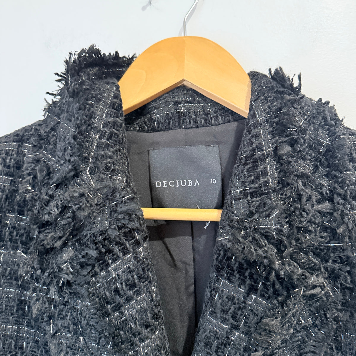 Decjuba Black Tweed Boucle Jacket Size 10