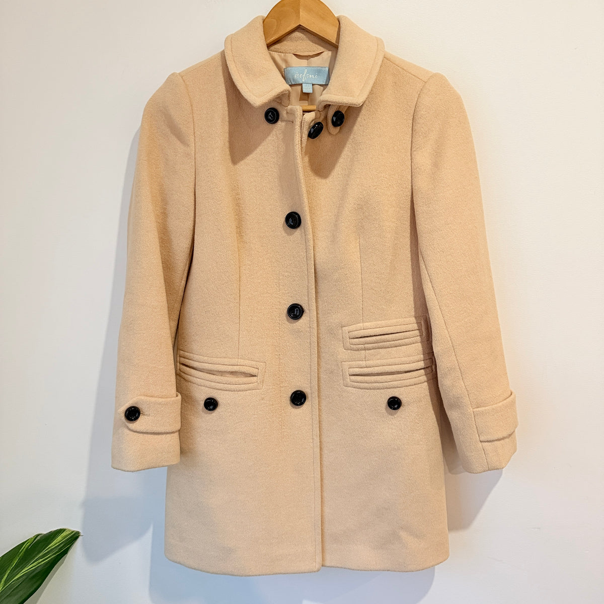 Erfrni Camel Wool Blend Collared Coat Size M