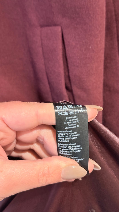 City Chic Burgundy Longline Coat Size L(20)