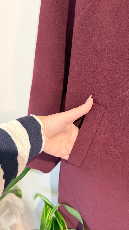 City Chic Burgundy Longline Coat Size L(20)