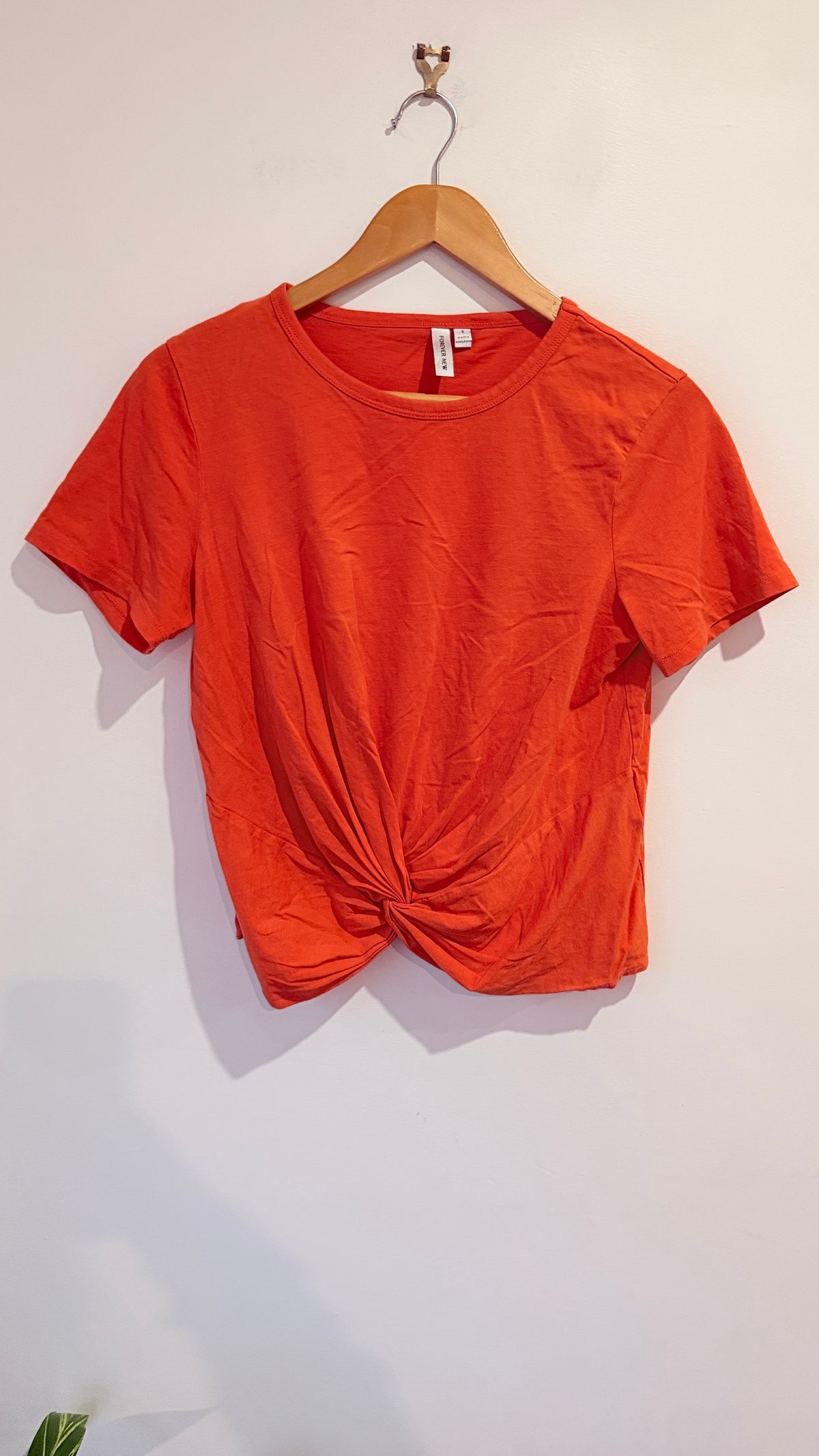 Forever New Orange Knot Front Tee Size S