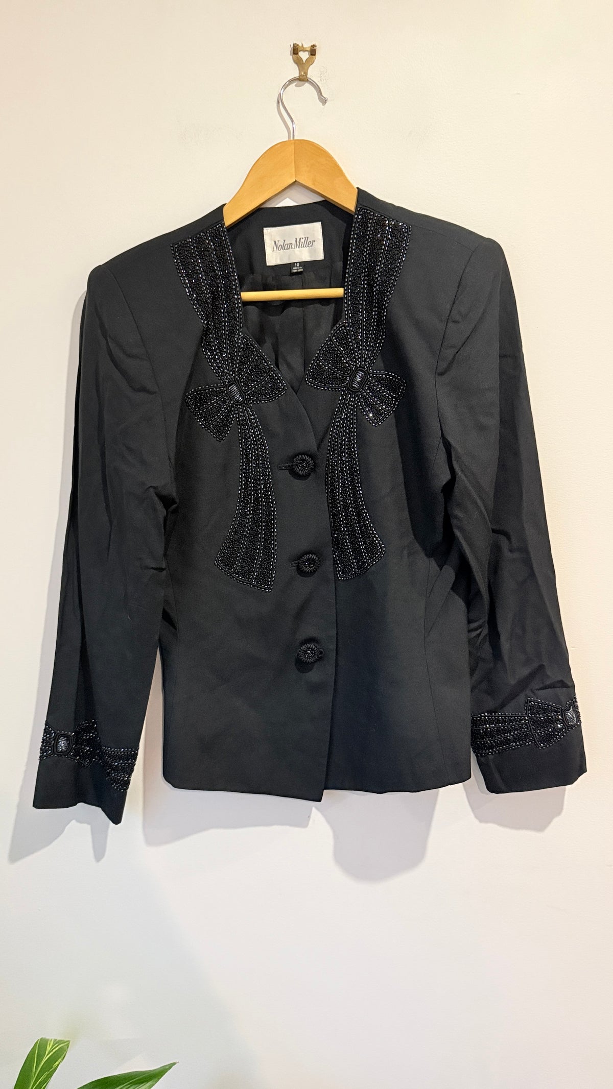 Nolan Miller Black Beaded Evening Jacket Size 10