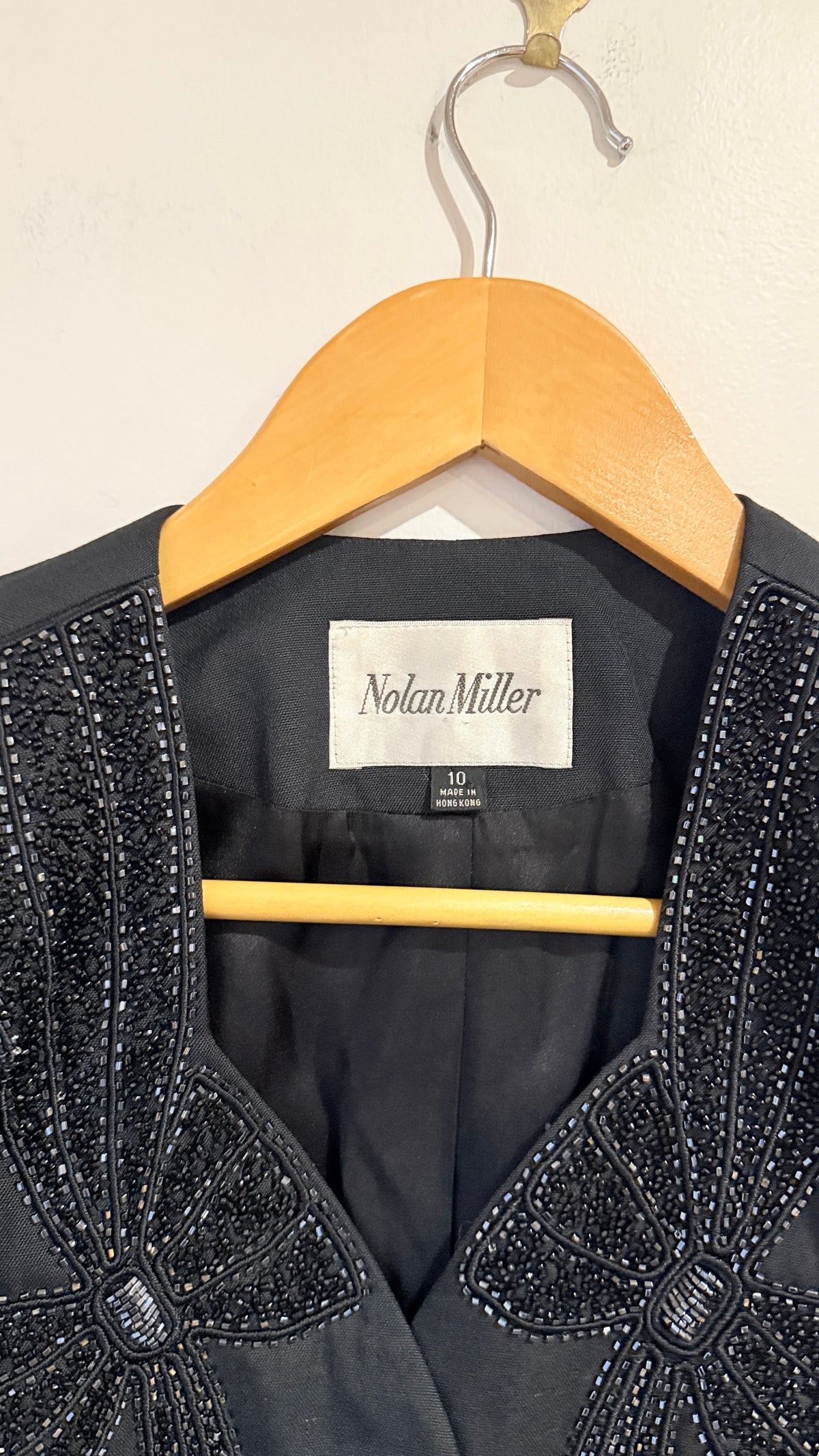 Nolan Miller Black Beaded Evening Jacket Size 10