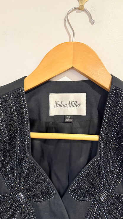 Nolan Miller Black Beaded Evening Jacket Size 10