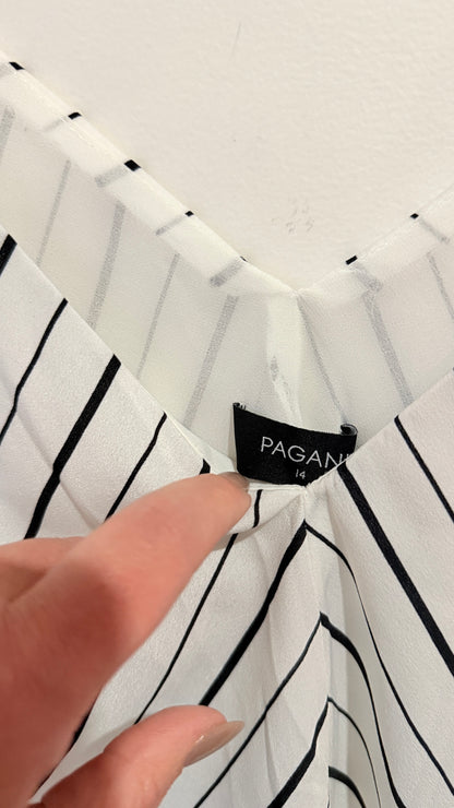 Pagani White Striped Tie Shoulder Cami Size 14