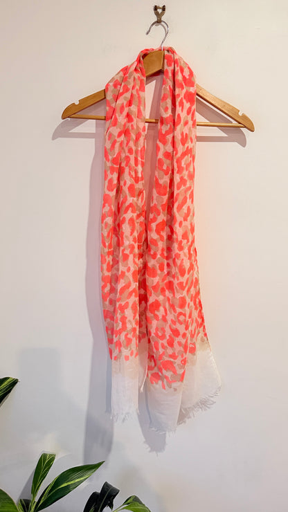 Coral Animal Print Lightweight Scarf