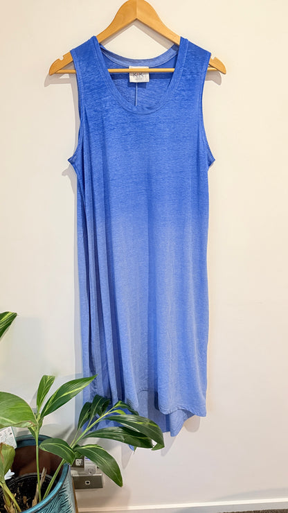 K+K Blue Sleeveless Handkerchief Hem Dress Size M