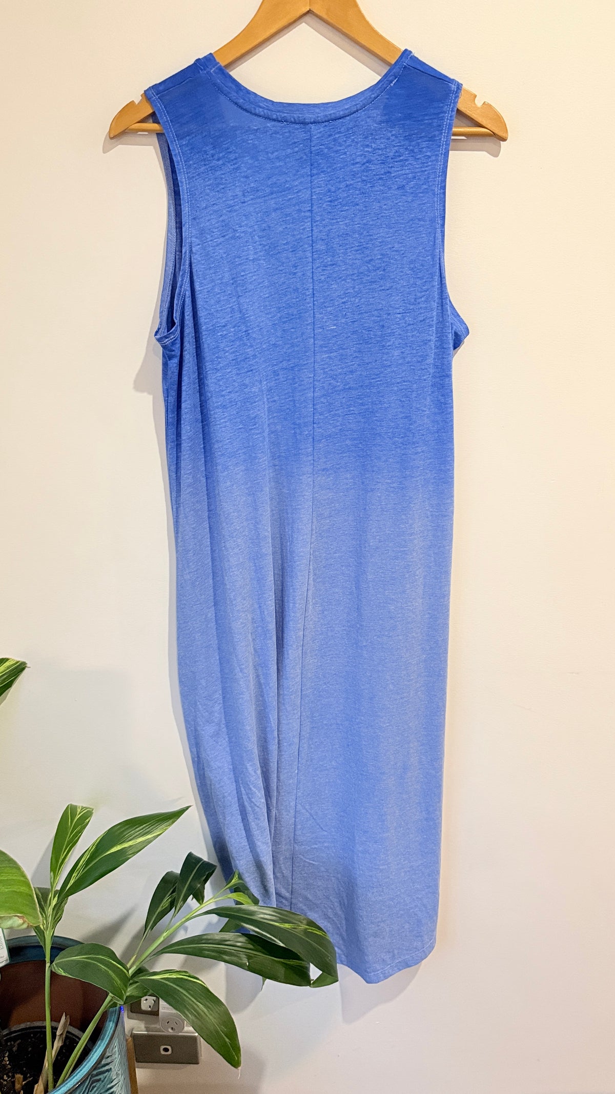 K+K Blue Sleeveless Handkerchief Hem Dress Size M