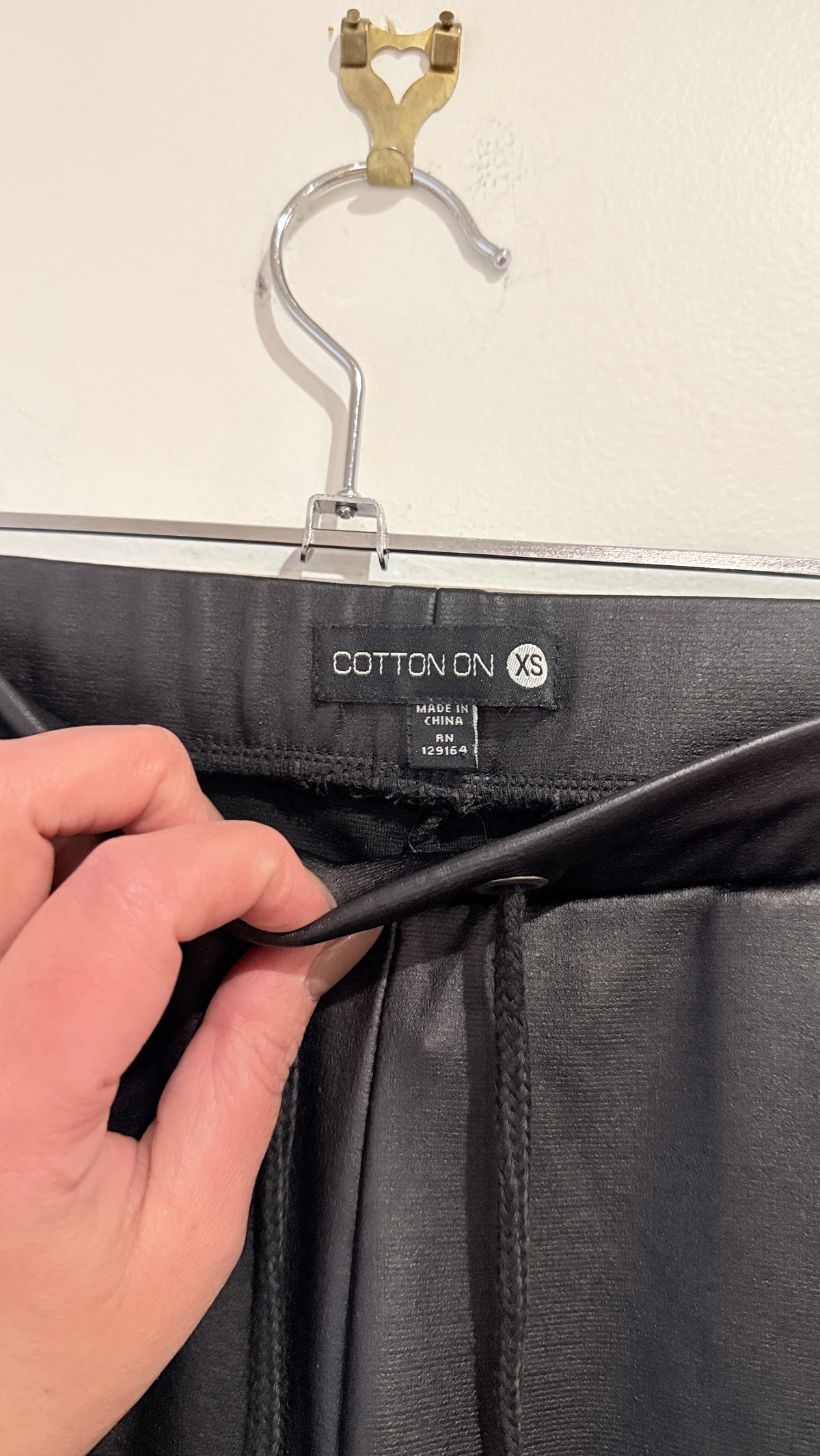 Cotton On Black Faux Leather Joggers Size XS