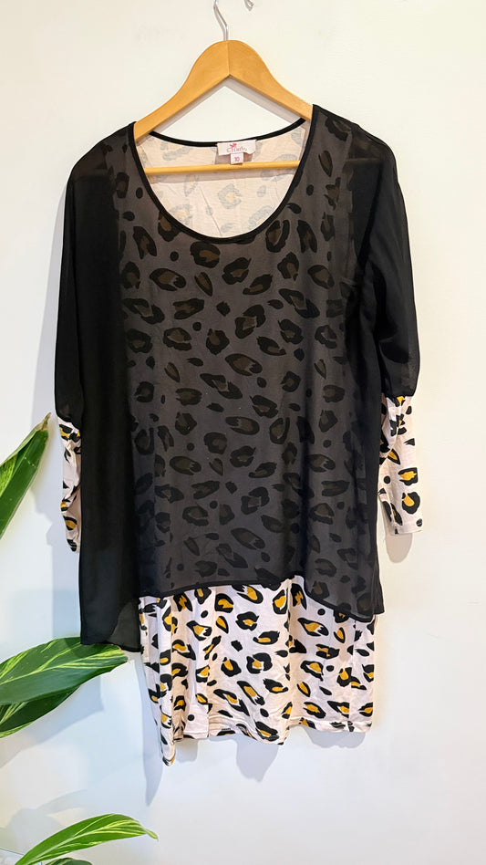 Charlo Animal Print Long Sleeve Top Size 10
