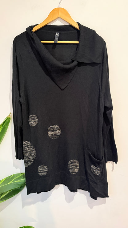 Taking Shape Size S (60cm u/arm) Black Cowl Neck Tunic Top