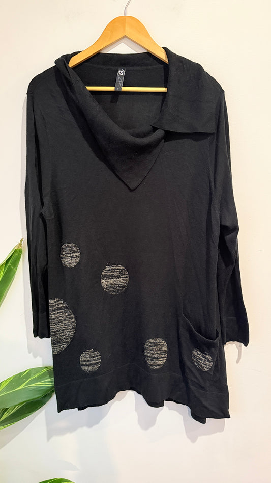 Taking Shape Size S (60cm u/arm) Black Cowl Neck Tunic Top