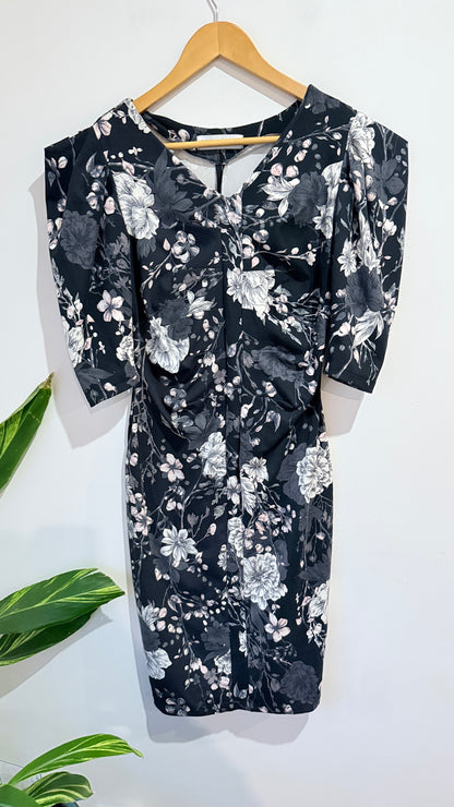 Aura Floral Box Shoulder Dress Size UK 12