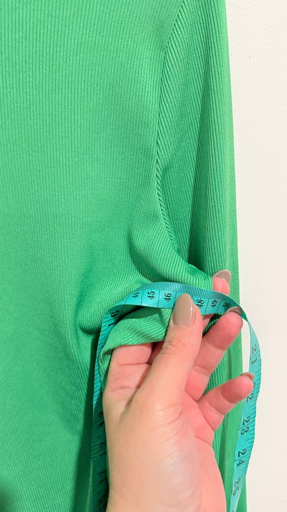 Green Ribbed Long Sleeve Henley Top Size XL