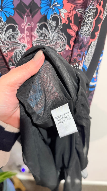 K+K Black Multicolour Print Sleeveless Tunic Size 20
