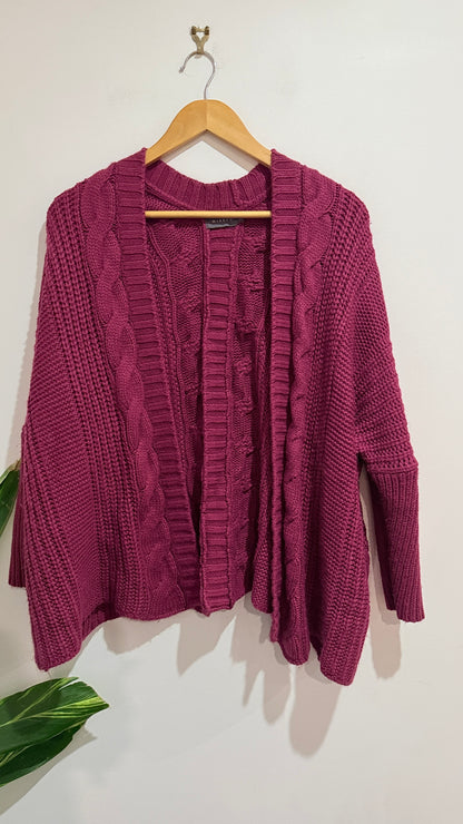 Mirrou Berry Cable Knit Open Cardigan Size M
