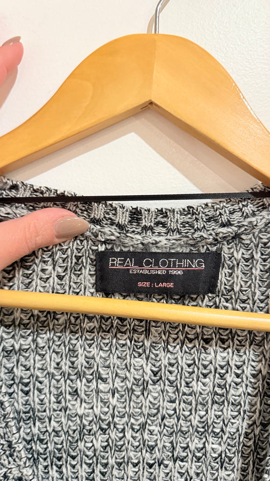 Real Clothing Grey Marl Longline Knit Cardigan Size L