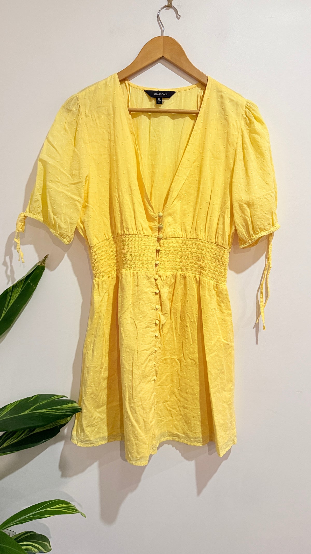 Glassons Yellow Button Front Dress Size 16