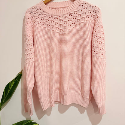 Pale Pink Waffle Knit Jumper 53cm u/arm