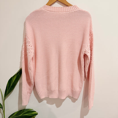 Pale Pink Waffle Knit Jumper 53cm u/arm