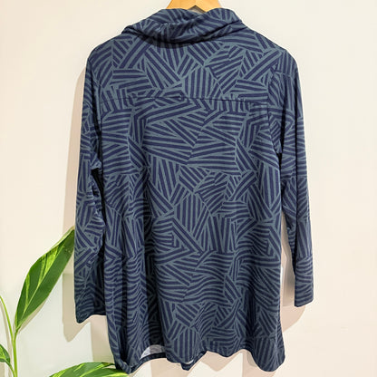 Taking Shape Size 16 Navy Print Cowl Neck Top
