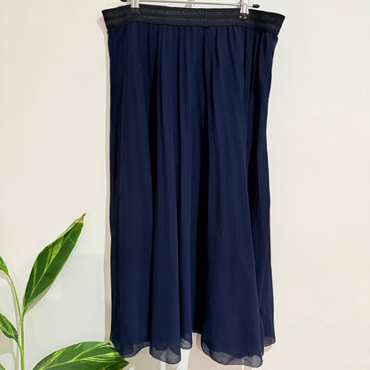 Story by Repertoire Navy Pleated Midi Skirt Size 14