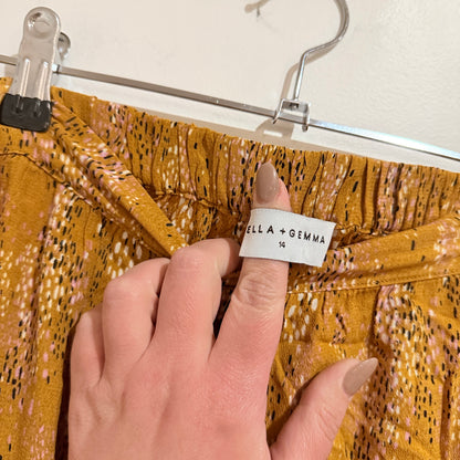 Stella + Gemma Mustard Print Midi Skirt Size 14