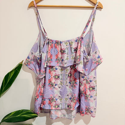 City Chic Pastel Floral Tiered Cami Size XL (22)
