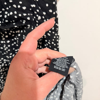 Decjuba Black White Spot Print Wrap Midi Dress Size 14