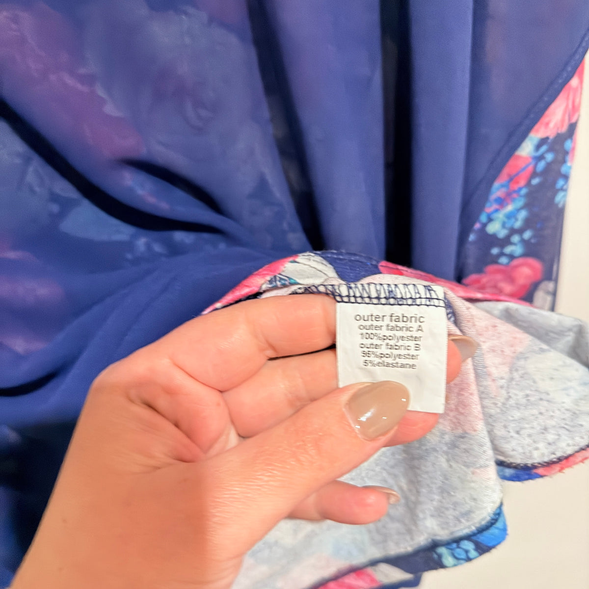 Charlo Navy Sheer Floral Panel Top Size 12