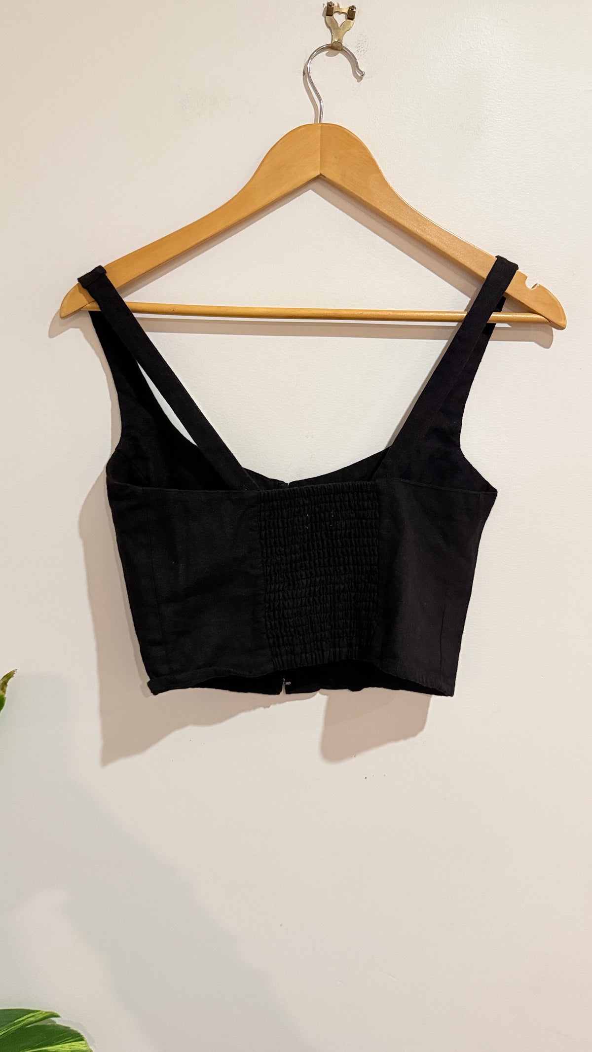 Glassons Black Linen Blend Crop Top Size 10