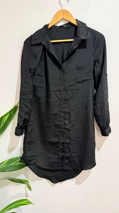 Decjuba Black Longline Shirt Dress