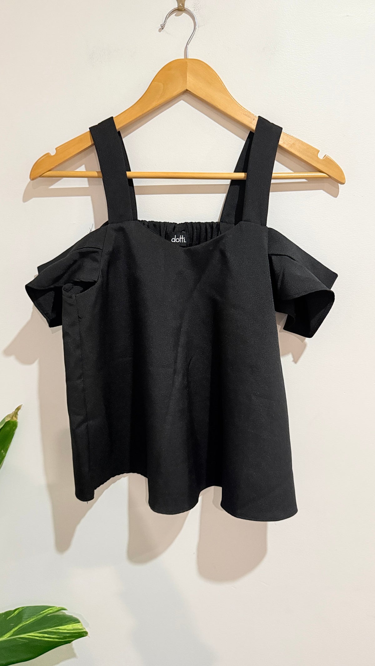 Dotti Black Cold Shoulder Strappy Top Size 6