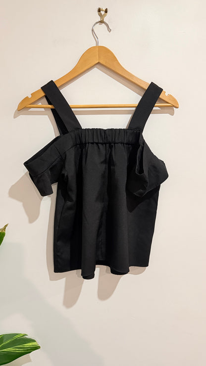 Dotti Black Cold Shoulder Strappy Top Size 6