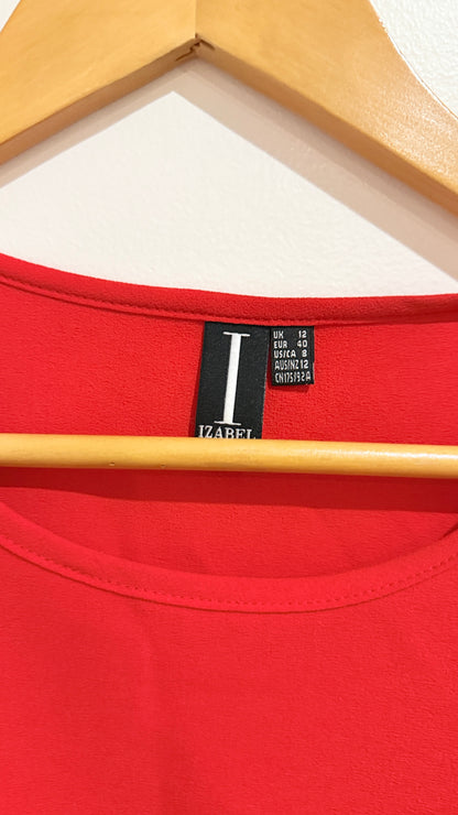 Izabel Red Short Sleeve Top Size UK 12