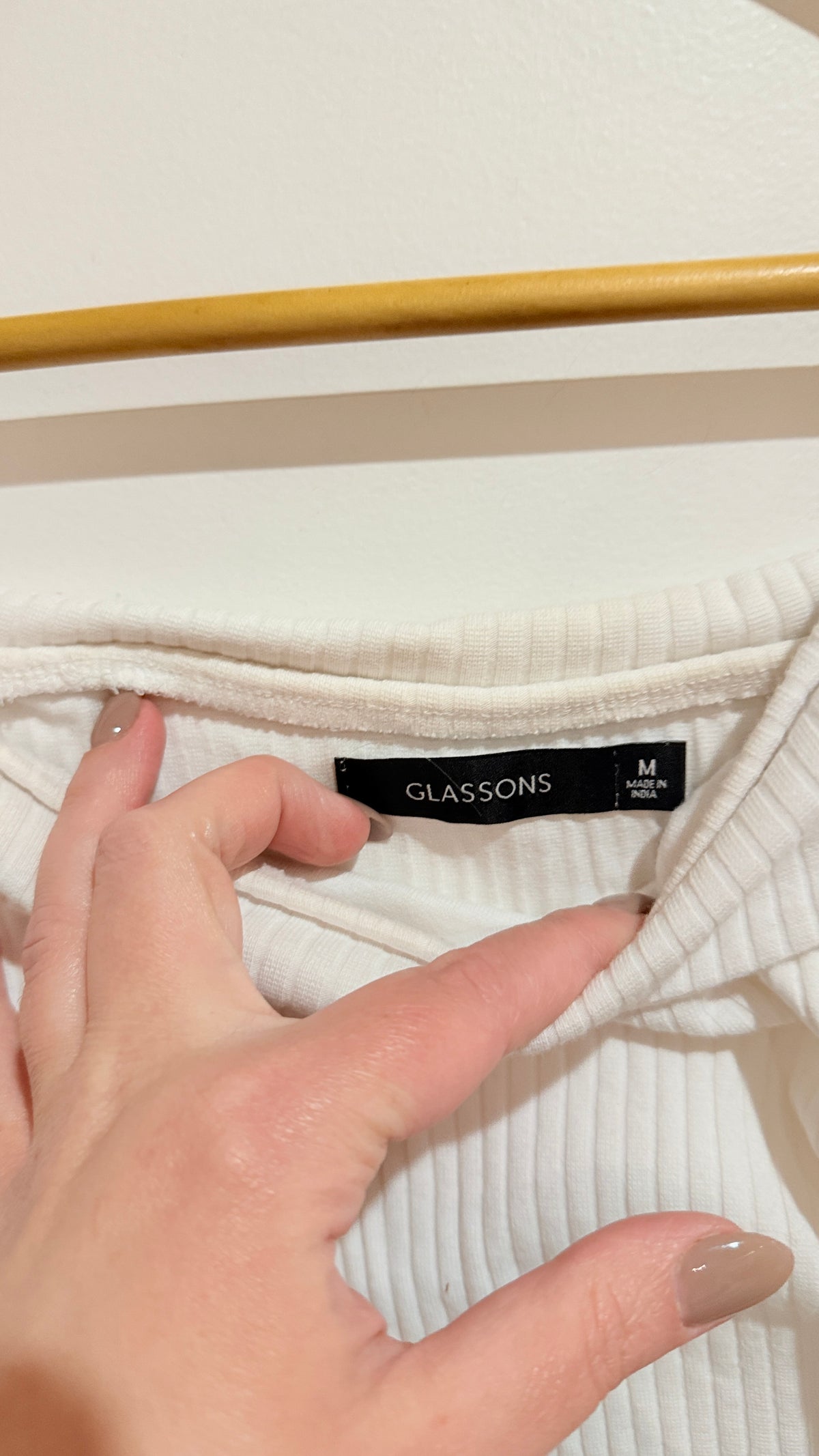 Glassons White Ribbed Off Shoulder Top