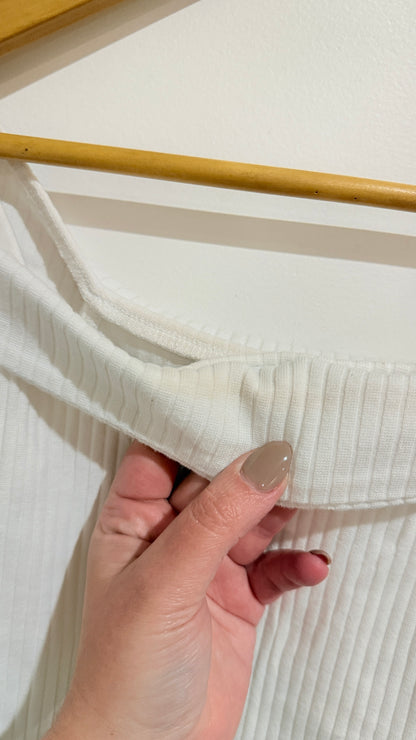 Glassons White Ribbed Off Shoulder Top
