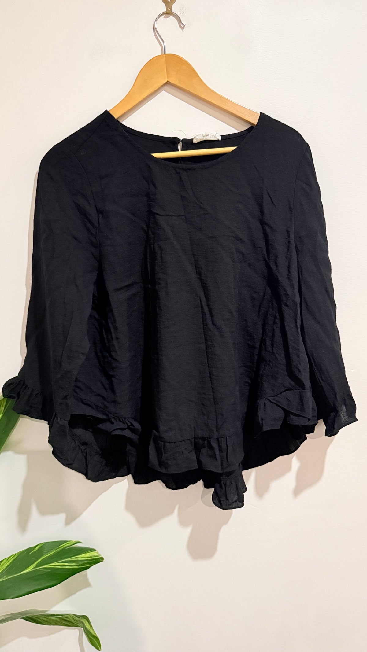 Whistle Black Long Sleeve Blouse Size 12