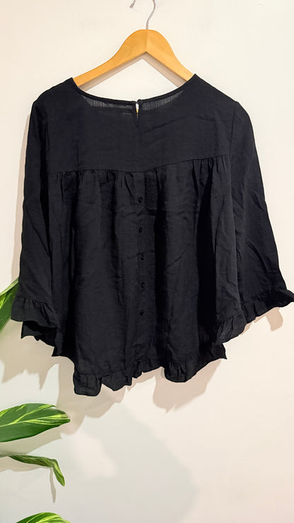 Whistle Black Long Sleeve Blouse Size 12