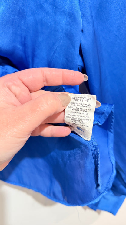 Glassons Cobalt Blue Satin Cropped Shirt Size 12