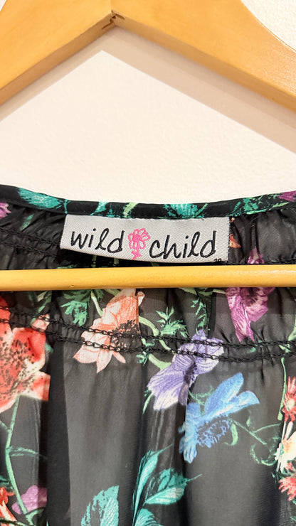 Wild Child Size 20 Black Floral Sheer Blouse