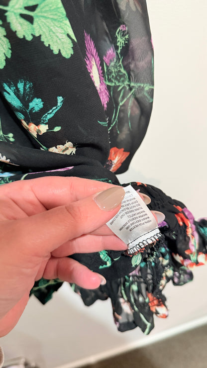 Wild Child Size 20 Black Floral Sheer Blouse