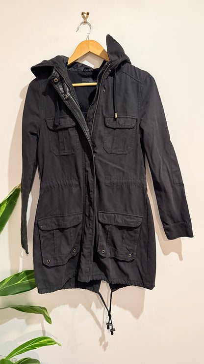 Decjuba Charcoal Hooded Parka with Fur Collar