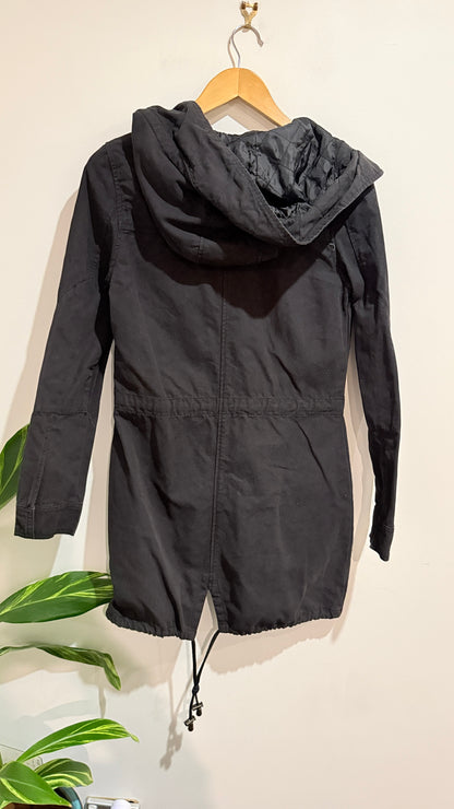 Decjuba Charcoal Hooded Parka with Fur Collar