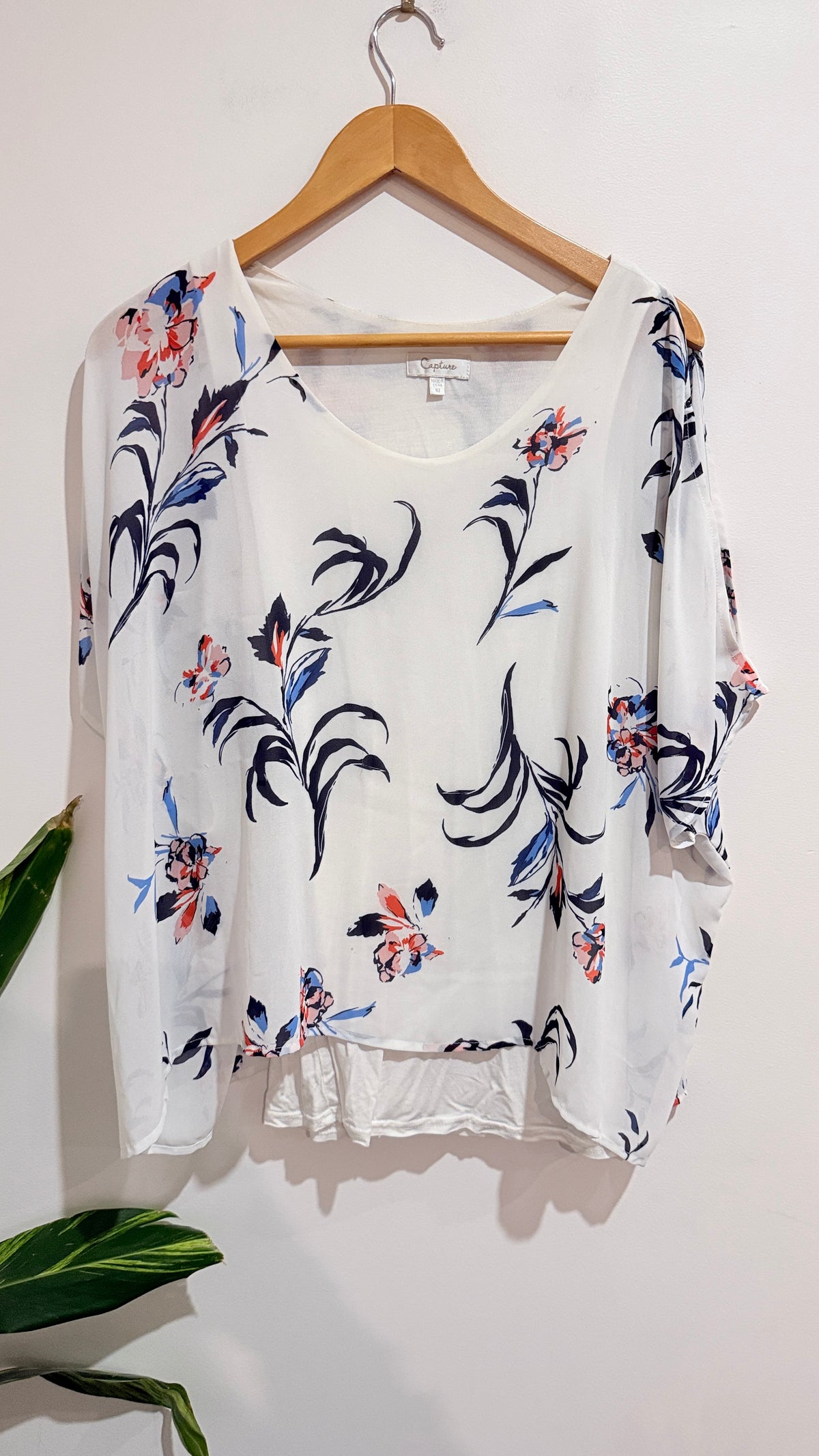 Capture White Floral Print Cold Shoulder Top