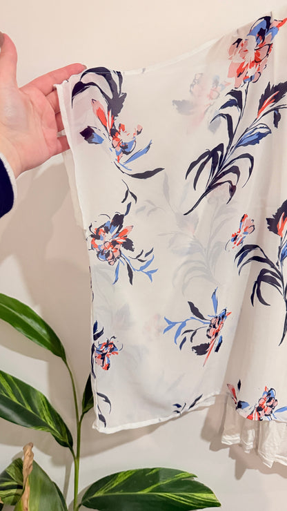 Capture White Floral Print Cold Shoulder Top