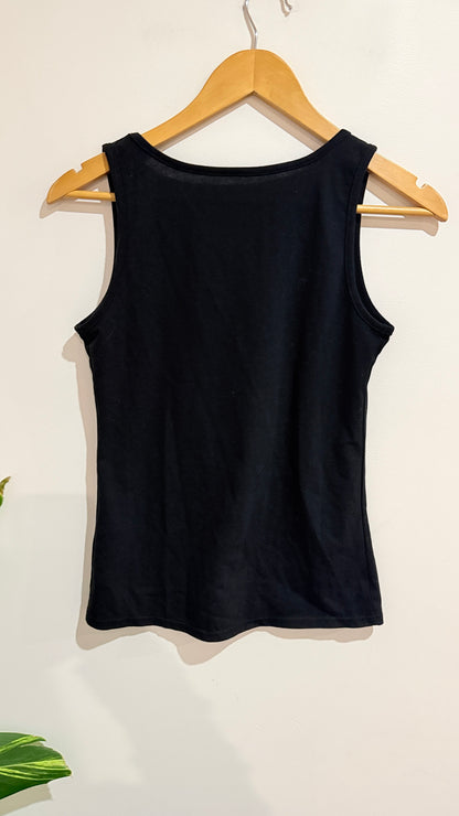 Romwe Black Winged Heart Print Tank Top Size S