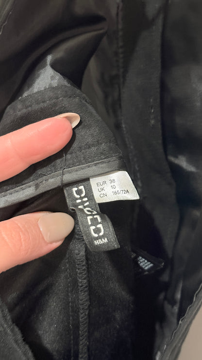 H&M Divided Black Zip Front Pinafore Dress Size 10
