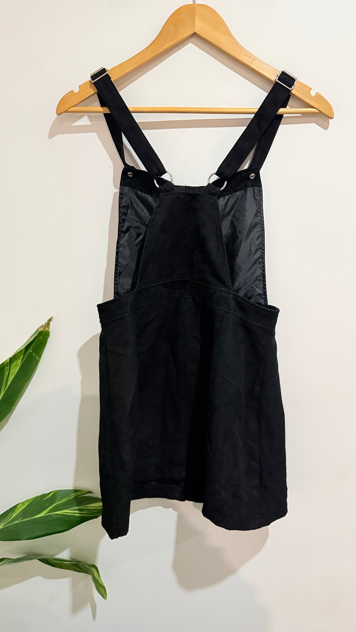 H&M Divided Black Zip Front Pinafore Dress Size 10